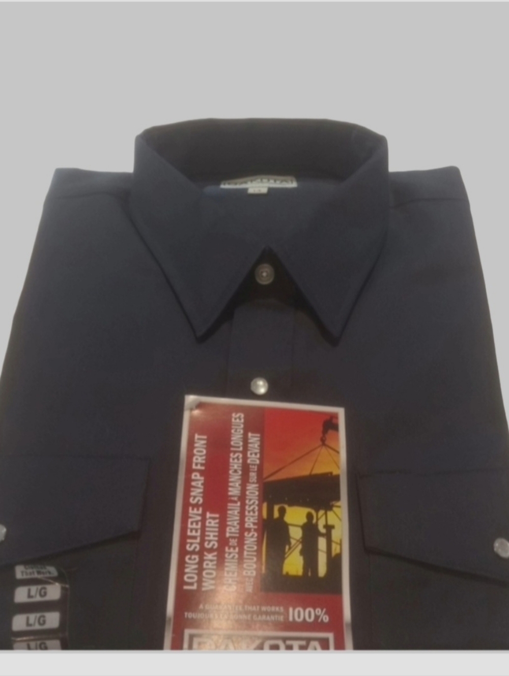 Dakota Long Sleeve Snap Front Work Shirt Men's L